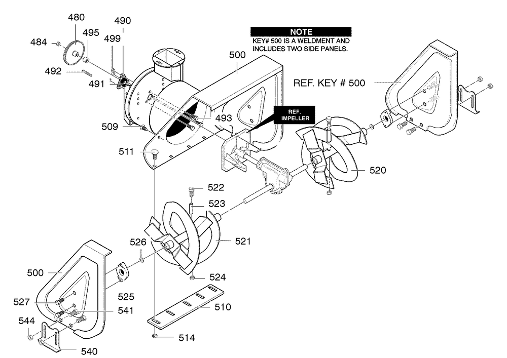 Auger Housing Diagram and Parts List for 629104X89C 2001 Briggs and Stratton Snow Blower